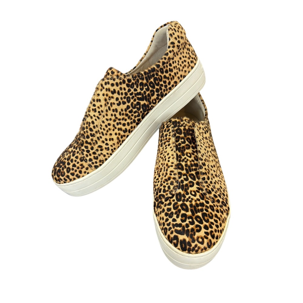 J/Slides Heidi Leopard Calf Hair Slip On Platform Sneakers Size 10